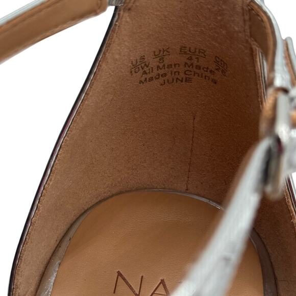 Naturalizer June Metallic Silver Crisscross Block Heel Dress Sandals Size 10W - Picture 10 of 10